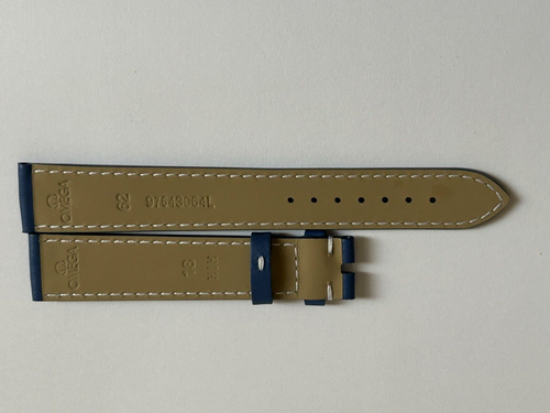 100% Original OMEGA 18MM Leather Band Strap Blue NEW VINTAGE 97648064L - Picture 8 of 18