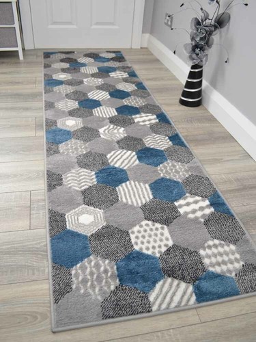 Alfombras de piso largo modernas rosa gris azul dorado estrecho pasillo alfombra barata - Imagen 13 de 40
