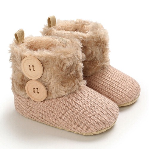 Booties Newborn Snow Crib Pram Shoes Warm Winter Faux Fur Lined Boots Girl Baby - Picture 7 of 27