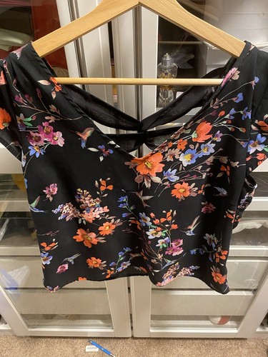 Express Floral Top Black Blouse