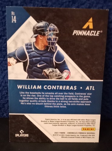 2021 Panini Chronicles Pinnacle William Contreras RC #14 - Atlanta Braves - Picture 2 of 2