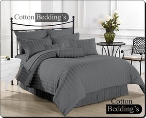 Sale Uk King Super King Double Size Hotel Scala Gray Striped