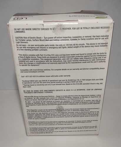 EcoSmart LED Dimmable BR30 Lamp 800 Lumens (75W equivalent) 409-440 NEW IN BOX! - Picture 7 of 11