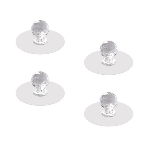 Set of 4 For Crystal Cabinet Door Handles Stick On Acrylic Knobs (67 characters) - Picture 2 of 12