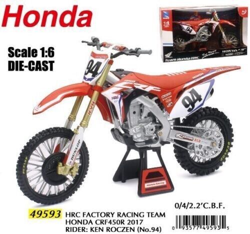 New Ray 1:6 KEN ROCZEN #94 HRC HONDA CRF450 Toy Model Supercross MOTOCROSS GIFT - Picture 3 of 6