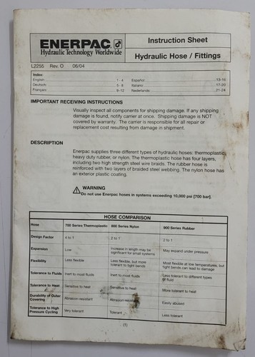 Enerpac H7306 WP 700 Bar 10000 PSI Series E10 Hose 6FT 3/8 NPT + 3/8 NPT - Picture 13 of 13