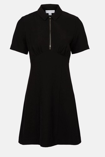 Warehouse Zip Front Short sleeve Flippy Dress In Navy. UK 14. RRP £55! BNWT - Picture 3 of 7