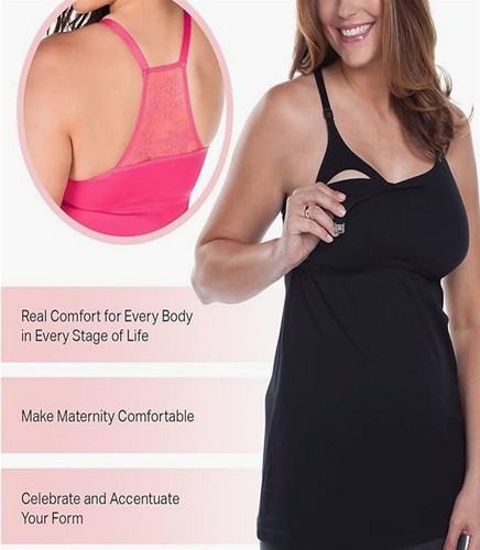 Leading Lady Lace Racer Back Cotton Maternity Nursing Tank - Baby Blue - Small - Bild 2 von 4