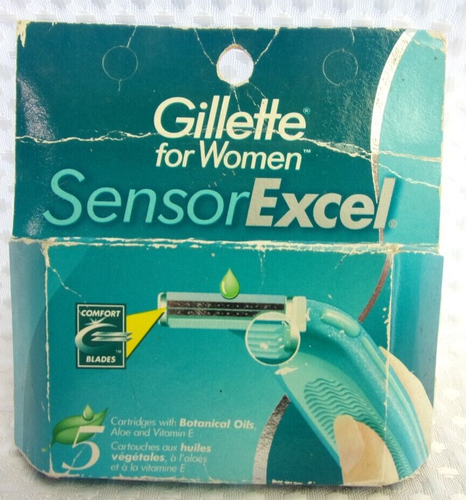 Gillette Women Sensor Excel 5 Stück Nachfüllkassetten mit botanischen Ölen Neu aus altem Lagerbestand Box DMG