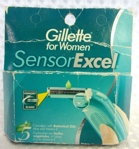 Gillette Women Sensor Excel 5pk Refill Cartridges w Botanical Oils NOS Box Dmg - Picture 1 of 6