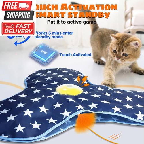 Interactive Motion-Activated Cat Toys Chirping and Moving Feather Wand - Keep Yo - Picture 2 of 12
