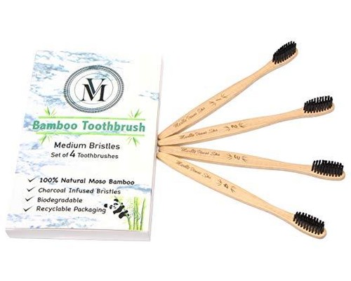 Bambus Zahnbürstenset - 100% natürlicher Moso Bambus biologisch abbaubar umweltfreundlich - Bild 6 von 6