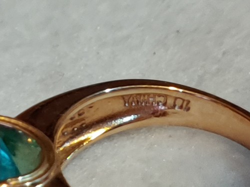 Ring-14 K Gold over  925 Sterling Silver-approx 4-5 K Blue Topaz  - size 10 - Picture 9 of 10