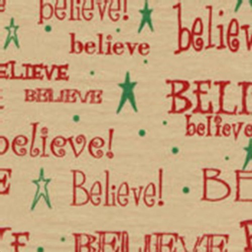 BELIEVE Tissue Paper on Kraft/Tan background # 412 -- 10 Sheets -- Christmas - Picture 2 of 2