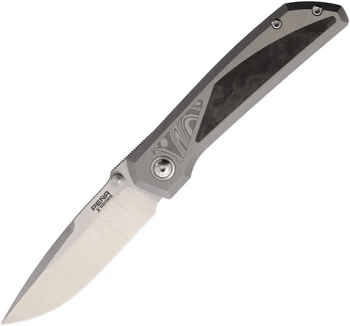 Pena Knives Mula Titanium & Carbon Fiber Folding Bohler M390 Drop Pt Knife E72