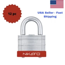 12pc 50mm Heavy Duty Laminated Steel Padlocks NIKATTO USA STOCK