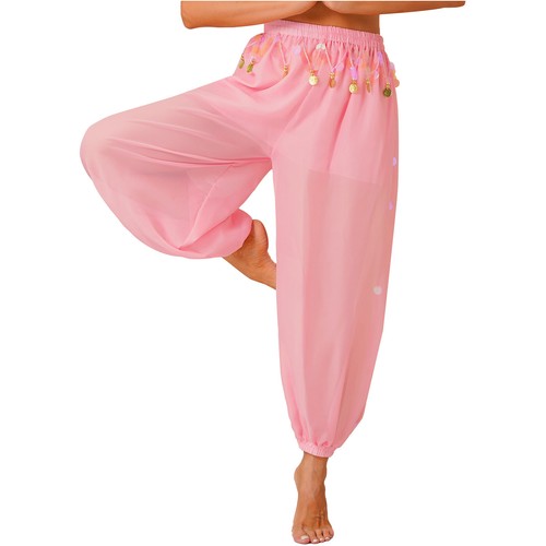 Women Belly Dance Costume Side Split Sequins Shiny Bloomers Trousers Harem Pants - Picture 72 of 117