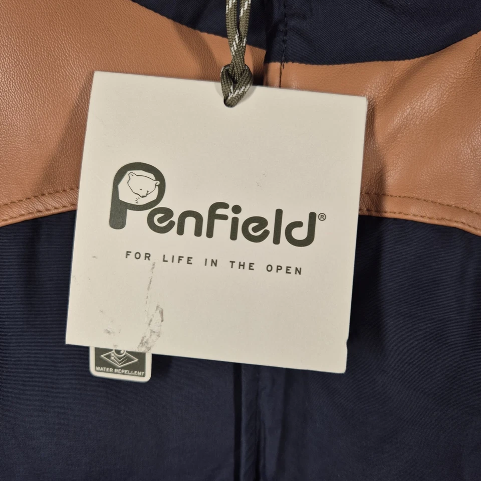 Penfield Men's Navy Blue Puffer Jacket With Faux Leather Shoulders Size L BNWT - Image 4 of 4