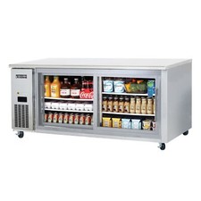 Everest ETGWR2 71" Two Section Undercounter Refrigerator w/ 2 Sliding Glass D...