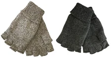 Men's Fingerless Ragg Wool Gloves With Inner Fleece Palm Lining Size L/XL
