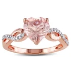 2 Ct Morganite & Real Moissanite 14K Two-Tone Gold Plated Heart Engagement Ring