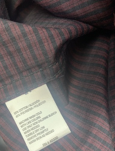 Haggar Tuckless Red Black Striped Medium M Long Sleeve Button Down NWT Mens - Picture 4 of 8