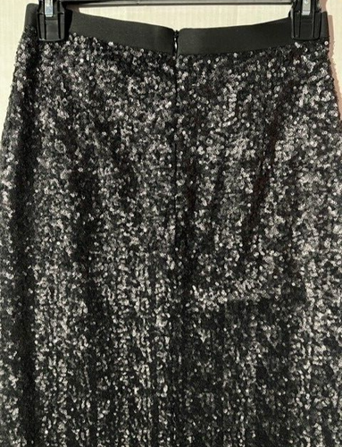 New RAOUL Womens Black Sequin Maxi Full Length Skirt Evening sz 2 Fully Lined - Picture 10 of 12