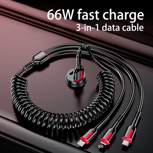 3 in 1 Fast Charging Cable Cell Phone Charger Cord for iPhone USB Type C Micro - Photo 2 sur 19