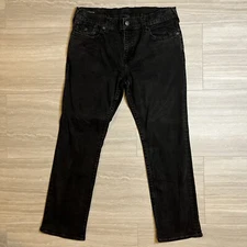 True Religion Ricky Relaxed Straight Black Jeans - Mens Size 38x30