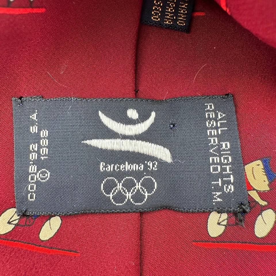 Corbata en punta vintage Barcelona '92 roja seda clásica olímpica verano deportes Foto 4 de 4