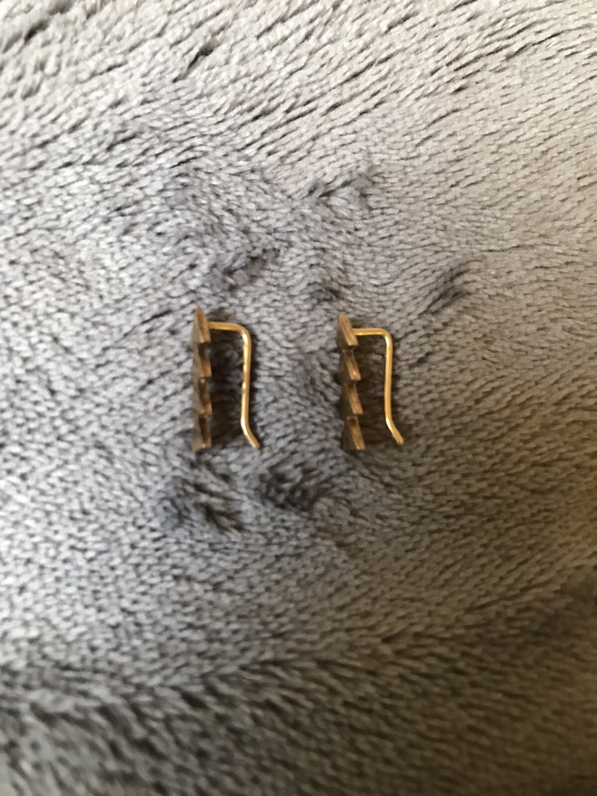 Tiny Brass Colored Triangle Earrings - image 3