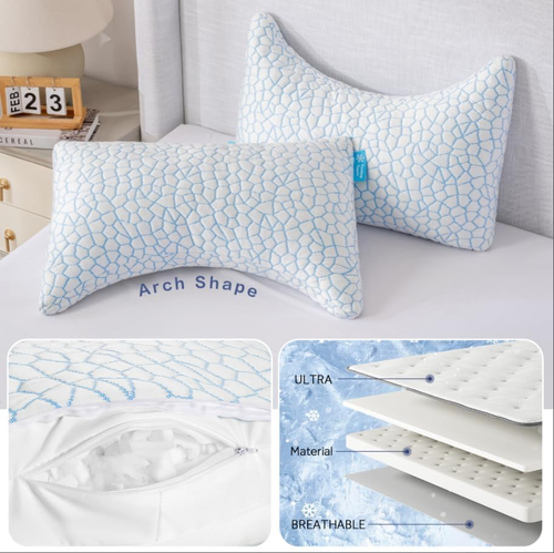 Doppelseitiges Kühlkissen für Seiten- und Rückenschläfer, verstellbar weich & fest Sh - Bild 6 von 9