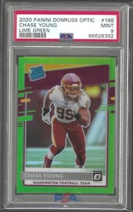 CHASE YOUNG 2020 PANINI DONRUSS OPTIC LIME GREEN HOLO PRIZM RC /35 PSA 9 POP 3