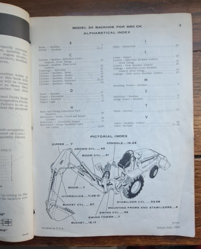 Case Model 34 Backhoe For 680 Construction King Loader Parts Catalog A983 - Picture 3 of 6