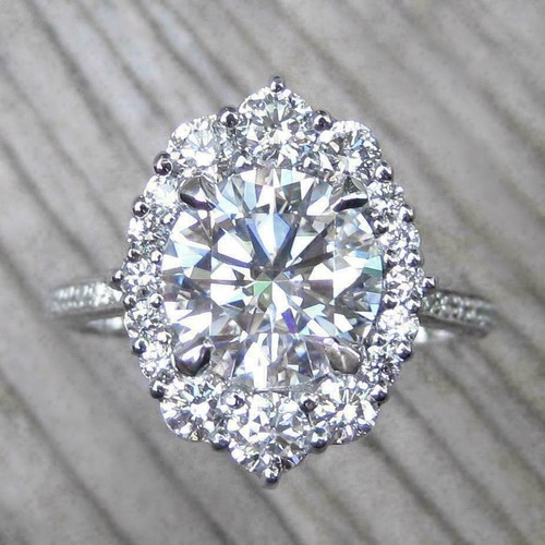 14K Weißgold Halo Verlobungsring 2,65Ct Rundschliff Moissanit Größe 8,5 - Bild 2 von 4