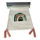 Boho Rainbow Table Runner Greens Gold Pink Off White Desert Skies Pink Tassle