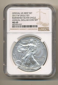 NGC-MS69-2013-W-ANNUAL-Uncirculated-Dollar-coin-Set-burnished-Silver-Eagle