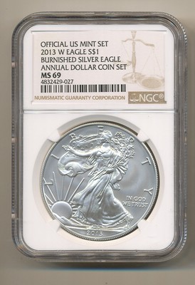 2008 W ANNUAL Uncirculated Dollar coin Set NGC MS69 burnished Silver Eagle