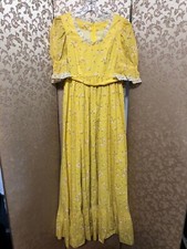 24 HR FLASH SALE! Vintage Yellow Floral Prairie Cottage Maxi Dress Size 2