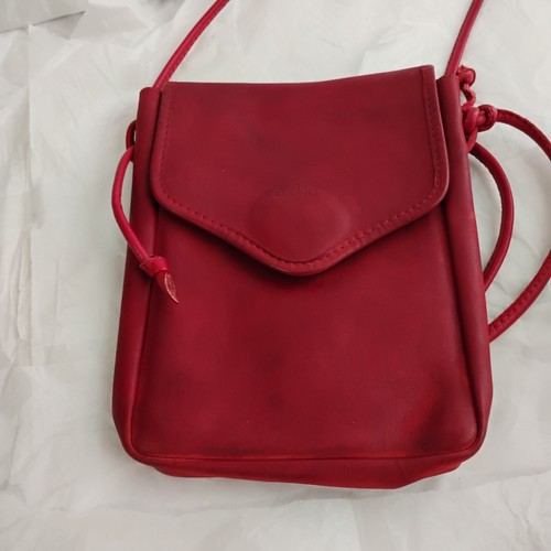 ARCHE  Red Leather Crossbody Small Bag -Made in France Distressed Vintage - Picture 1 of 21