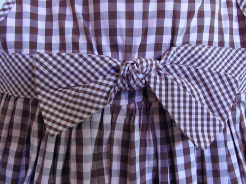 Maggie & Zoe Boutique Girl's Dress 5 Pink Brown Gingham Check Eyelet Trim Bow - Picture 8 of 16