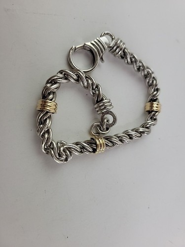 925 & 14K Vintage Akzent geflochtenes Armband 9" lang. - Bild 6 von 11