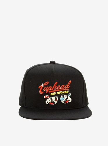 Gorra de béisbol Cuphead And Mugman bordada negra con cierre a presión gorra con licencia nueva con etiquetas