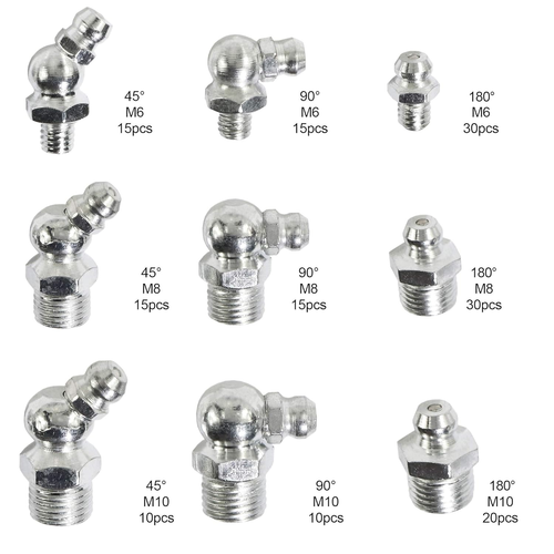 160-Pieces MM Metric Hydraulic Zerk Grease Fitting Assortment Set Kit - M6 M8 M1 - Picture 3 of 12