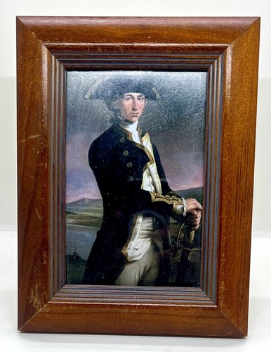 Marco de fotos de madera de teca marrón vintage decoración de escritorio capitán Horatio Nelson 1781 - Imagen 1 de 4