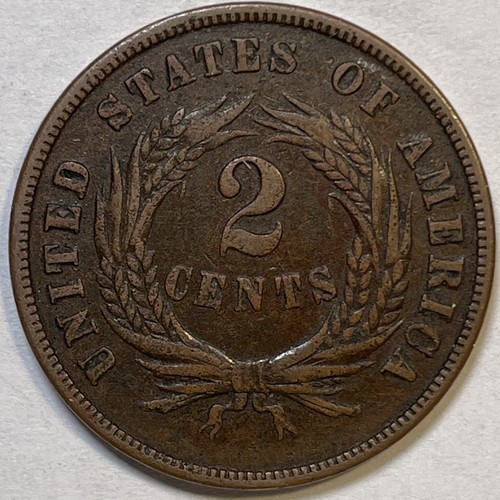 1868 Two Cent Piece Extremely Fine XF Coin #13341 - Picture 2 of 3