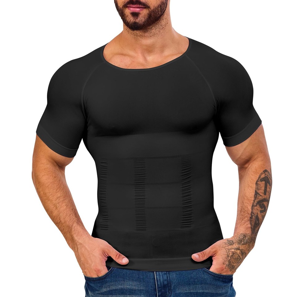 Faja Para Hombre Mens Slimming T Shirt Bodysuit Shaper