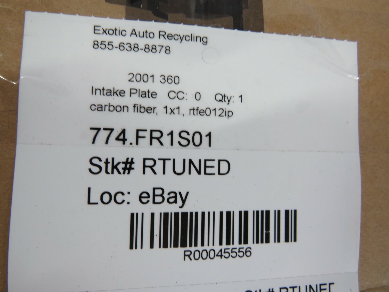 Ferrari 360, Carbon Fiber 1x1 Intake Plate, New Reproduced 