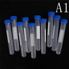 10X 15mL Plastic Centrifuge Test Tube Vial Container Self Standing Screw Cap、New