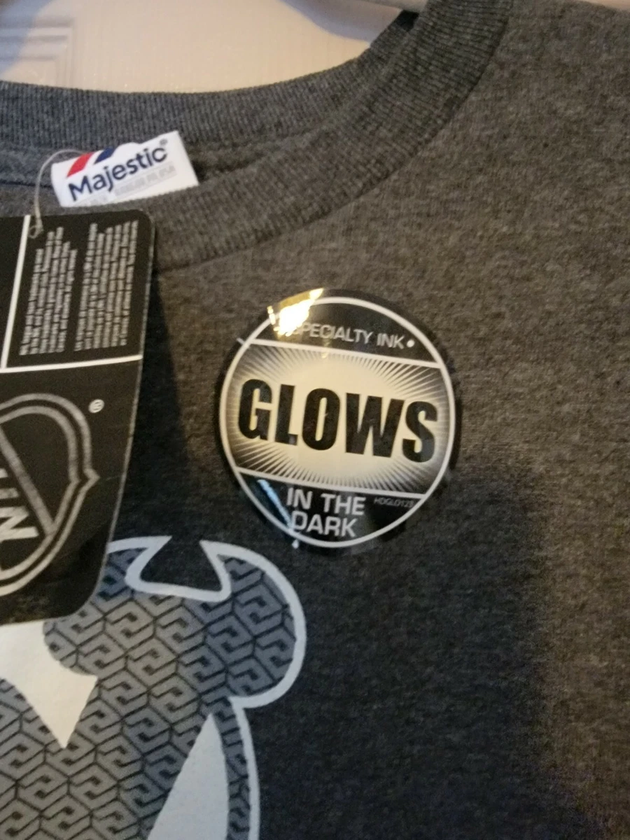 NEW Majestic New Jersey Devils Glow In The Dark Youth NHL T-Shirt Gray Large L